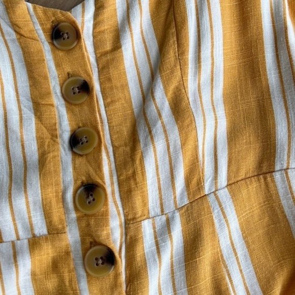 PacSun Kendall & Kylie Yellow Striped Linen Blend Jumpsuit Size Large Wide Leg - Picture 12 of 13